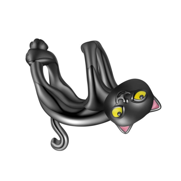 BSC520 Cat DIY Bead Electroplated Textured Beads Accessories, Color: Black