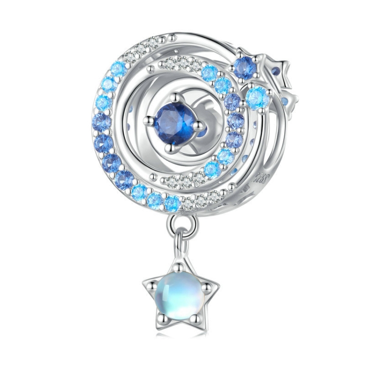 BSC769 S925 Sterling Silver Interstellar Hollow Zircon Bracelet Beads