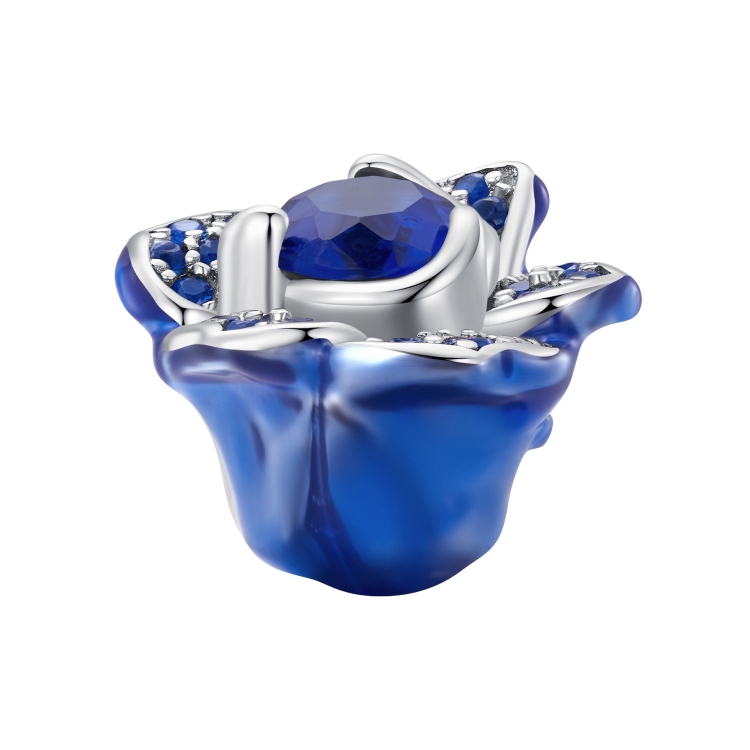BSC879 S925 Sterling Silver Blue Enchantress Rose Pendant Accessories DIY Bracelet Beads