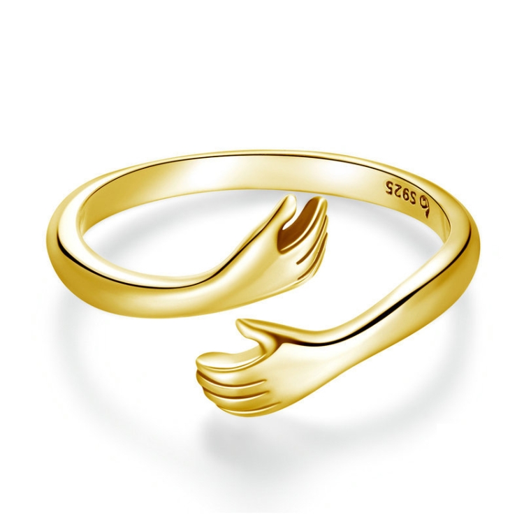 BSR176-B Sterling Silver S925 Warm Hug Open Adjustable Ring