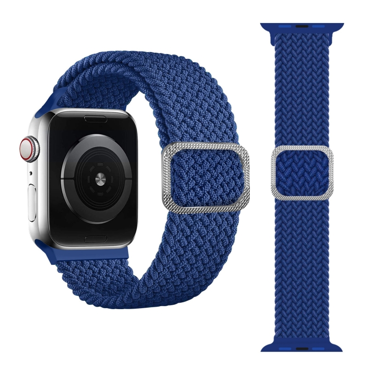 Buckle Braided Elastic Strap Watch Band For Apple Watch Series 9&8&7 41mm / SE 3&SE 2&6&SE&5&4 40mm / 3&2&1 38mm(Blue)