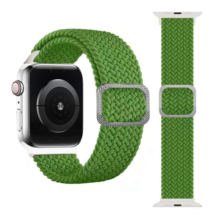 Buckle Braided Elastic Strap Watch Band For Apple Watch Series 9&8&7 41mm / SE 3&SE 2&6&SE&5&4 40mm / 3&2&1 38mm(Bright Green)