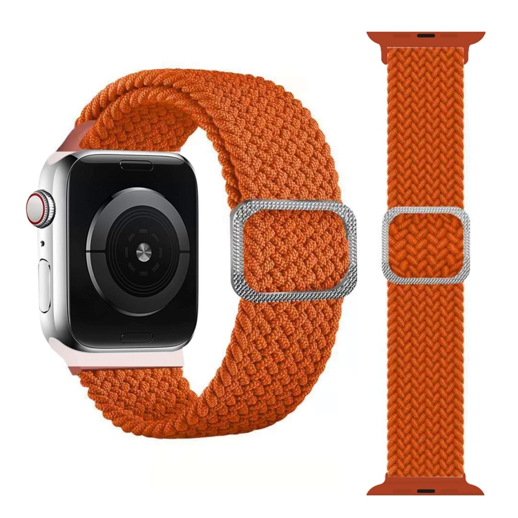 Buckle Braided Elastic Strap Watch Band For Apple Watch Series 9&8&7 41mm / SE 3&SE 2&6&SE&5&4 40mm / 3&2&1 38mm(Bright Orange)