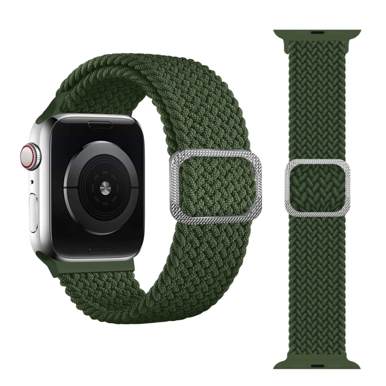 Buckle Braided Elastic Strap Watch Band For Apple Watch Series 9&8&7 41mm / SE 3&SE 2&6&SE&5&4 40mm / 3&2&1 38mm(Green)