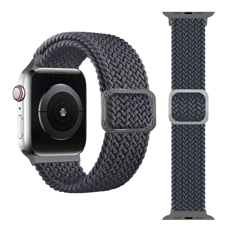 Buckle Braided Elastic Strap Watch Band For Apple Watch Series 9&8&7 41mm / SE 3&SE 2&6&SE&5&4 40mm / 3&2&1 38mm(Grey)