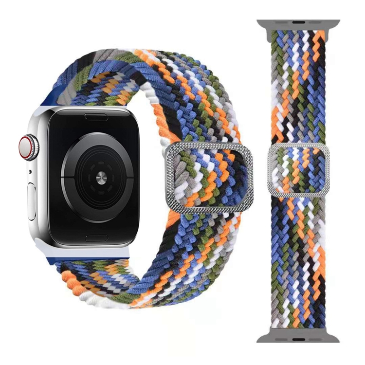 Buckle Braided Elastic Strap Watch Band For Apple Watch Ultra 49mm&Watch Ultra 2 49mm / Series 9&8&7 45mm / SE 3&SE 2&6&SE&5&4 44mm / 3&2&1 42mm(Denim)