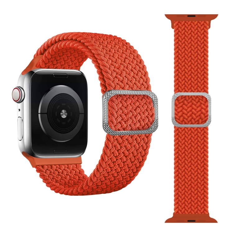 Buckle Braided Elastic Strap Watch Band For Apple Watch Ultra 49mm&Watch Ultra 2 49mm / Series 9&8&7 45mm / SE 3&SE 2&6&SE&5&4 44mm / 3&2&1 42mm(Orange)