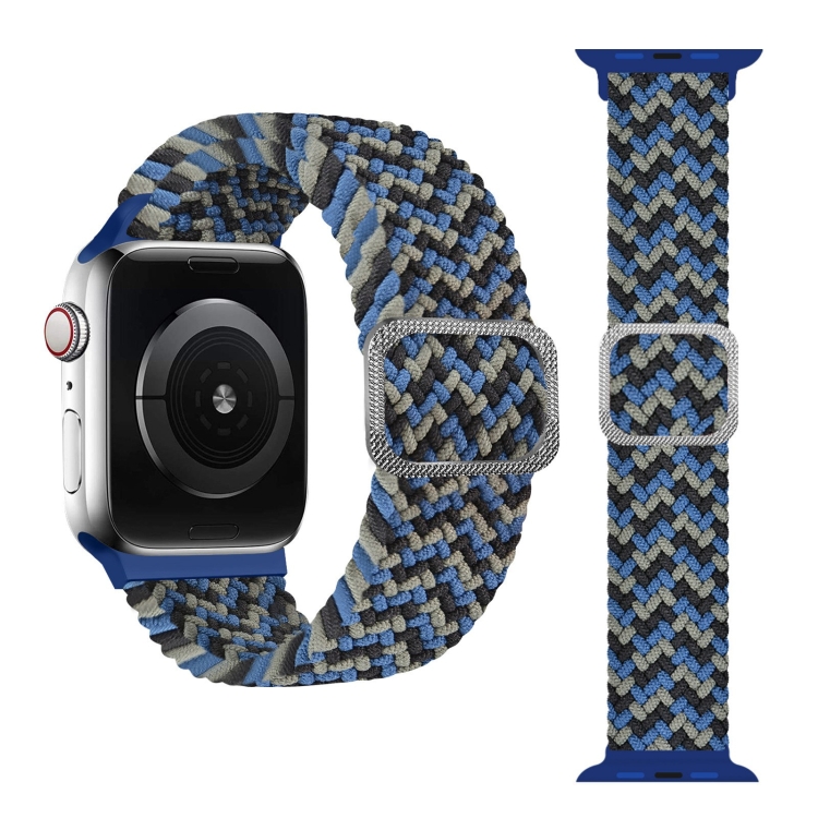 Buckle Braided Elastic Strap Watch Band For Apple Watch Ultra 49mm&Watch Ultra 2 49mm / Series 9&8&7 45mm / SE 3&SE 2&6&SE&5&4 44mm / 3&2&1 42mm(Wave Pattern Camouflage)