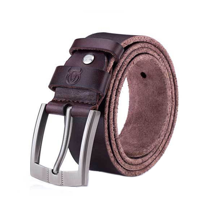 BULL CAPTAIN 01 Pin Buckle Thickened Cowhide Wear-Resistant Belt, Length: 110cm (Burr Brown)