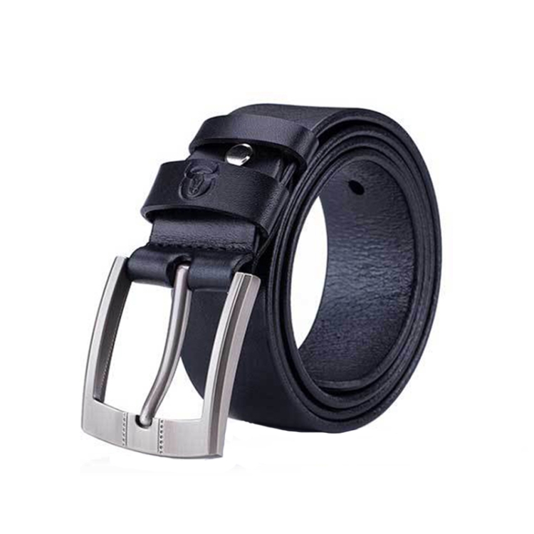 BULL CAPTAIN 01 Pin Buckle Thickened Cowhide Wear-Resistant Belt, Length: 120cm (Smooth Black)