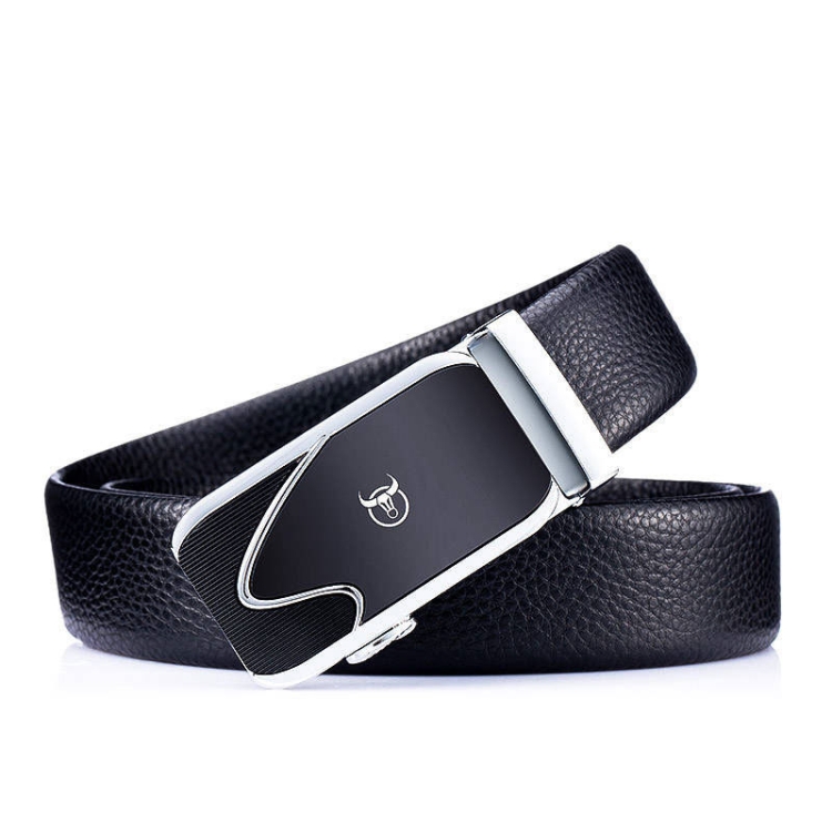 BULL CAPTAIN 02 Automatic Buckle Thickened Soft Cowhide Belt Business Men Belt, Length: 125cm