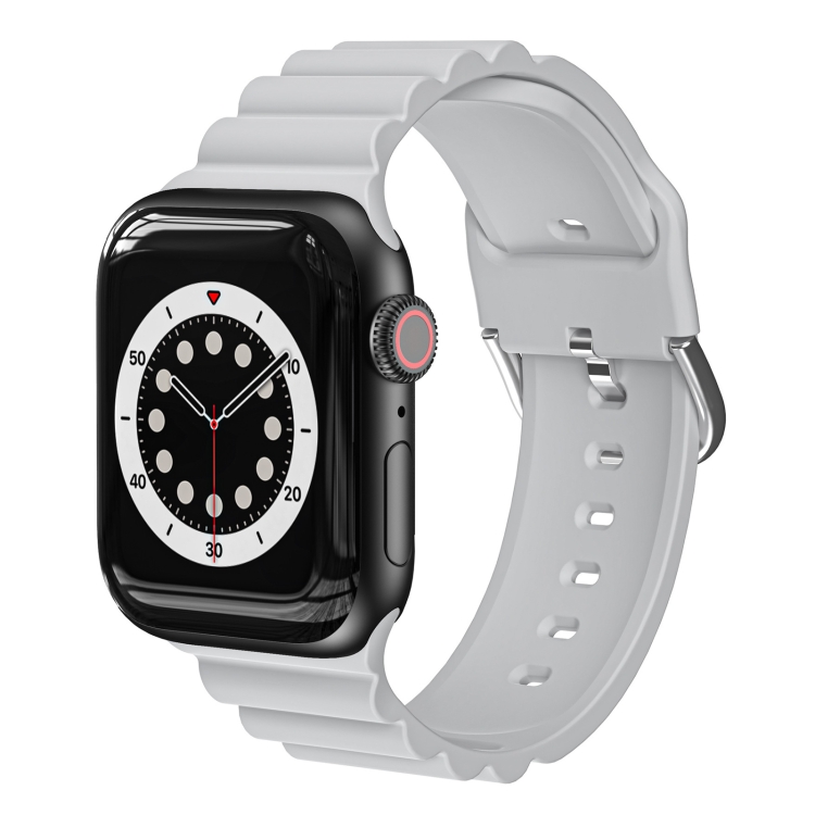 Business B Style Silicone Watch Band For Apple Watch Ultra 49mm&Watch Ultra 2 49mm / Series 9&8&7 45mm / SE 3&SE 2&6&SE&5&4 44mm / 3&2&1 42mm(Light Grey)