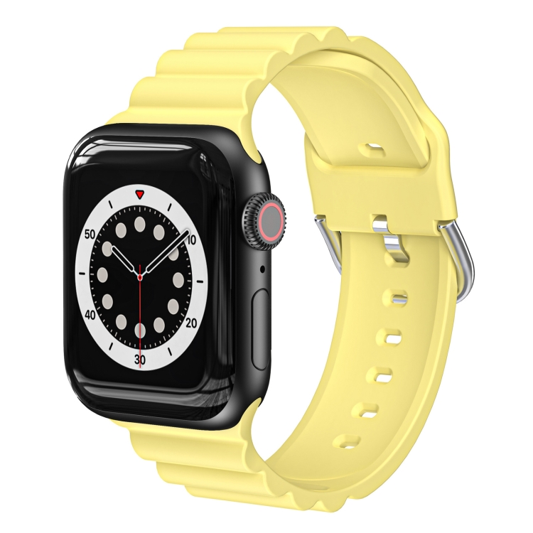 Business B Style Silicone Watch Band For Apple Watch Ultra 49mm&Watch Ultra 2 49mm / Series 9&8&7 45mm / SE 3&SE 2&6&SE&5&4 44mm / 3&2&1 42mm(Yellow)
