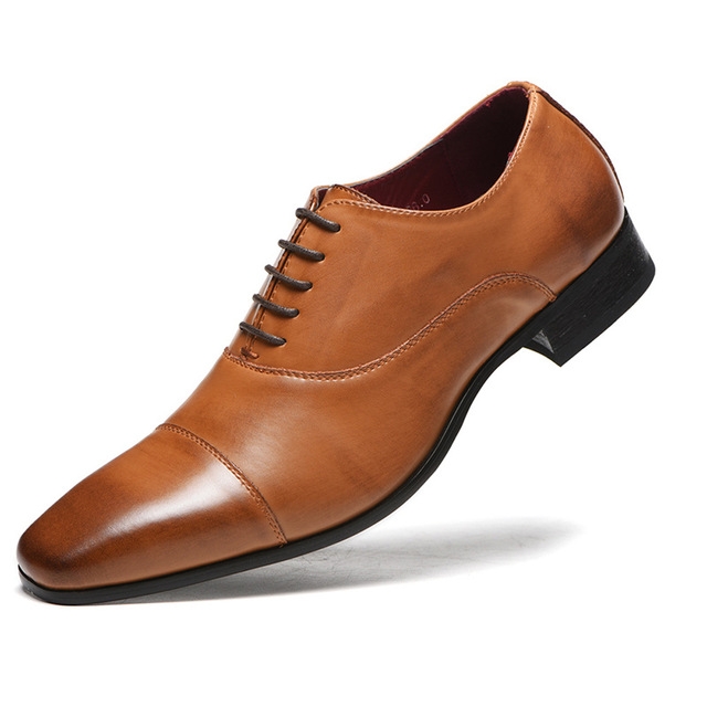 Business Comfortable Formal Oxfords Leather Shoes, Size:41(Brown)