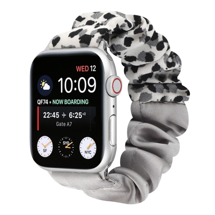 Butterfly Pattern Hair Ring Cloth Watch Band For Apple Watch Series 9&8&7 41mm / SE 3&SE 2&6&SE&5&4 40mm / 3&2&1 38mm(C)