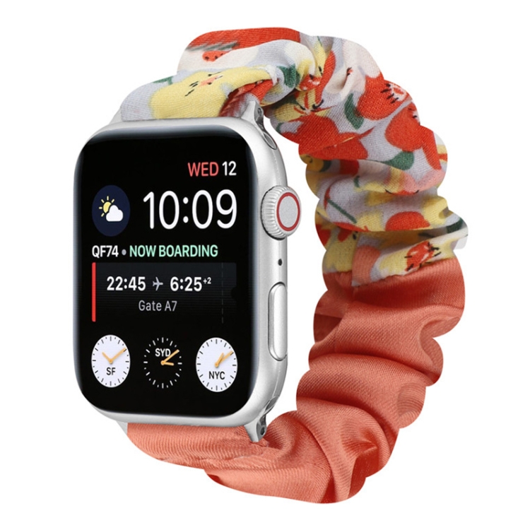 Butterfly Pattern Hair Ring Cloth Watch Band For Apple Watch Series 9&8&7 41mm / SE 3&SE 2&6&SE&5&4 40mm / 3&2&1 38mm(O)