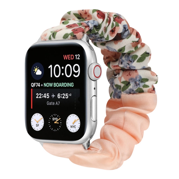 Butterfly Pattern Hair Ring Cloth Watch Band For Apple Watch Series 9&8&7 41mm / SE 3&SE 2&6&SE&5&4 40mm / 3&2&1 38mm(S)