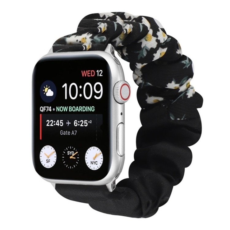 Butterfly Pattern Hair Ring Cloth Watch Band For Apple Watch Ultra 49mm&Watch Ultra 2 49mm / Series 9&8&7 45mm / SE 3&SE 2&6&SE&5&4 44mm / 3&2&1 42mm(E)