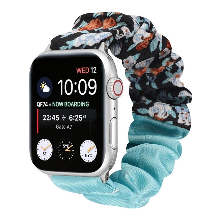 Butterfly Pattern Hair Ring Cloth Watch Band For Apple Watch Ultra 49mm&Watch Ultra 2 49mm / Series 9&8&7 45mm / SE 3&SE 2&6&SE&5&4 44mm / 3&2&1 42mm(J)