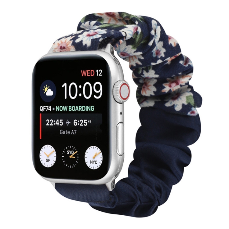 Butterfly Pattern Hair Ring Cloth Watch Band For Apple Watch Ultra 49mm&Watch Ultra 2 49mm / Series 9&8&7 45mm / SE 3&SE 2&6&SE&5&4 44mm / 3&2&1 42mm(M)