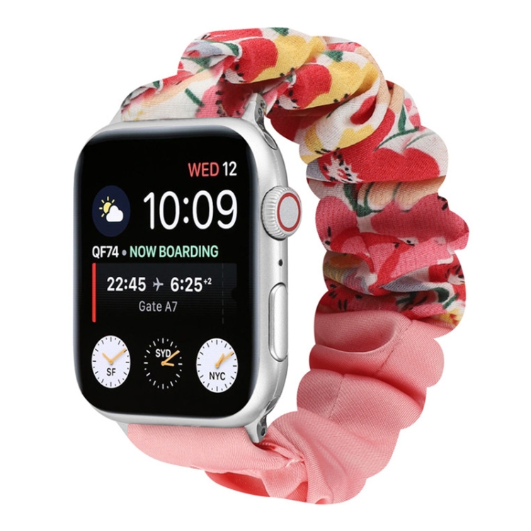 Butterfly Pattern Hair Ring Cloth Watch Band For Apple Watch Ultra 49mm&Watch Ultra 2 49mm / Series 9&8&7 45mm / SE 3&SE 2&6&SE&5&4 44mm / 3&2&1 42mm(N)