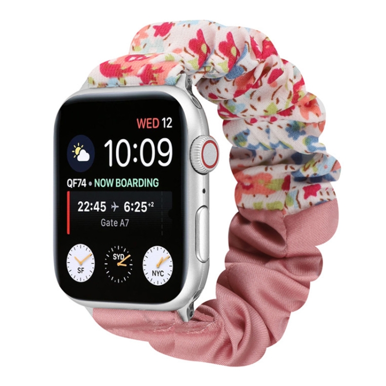 Butterfly Pattern Hair Ring Cloth Watch Band For Apple Watch Ultra 49mm&Watch Ultra 2 49mm / Series 9&8&7 45mm / SE 3&SE 2&6&SE&5&4 44mm / 3&2&1 42mm(Q)