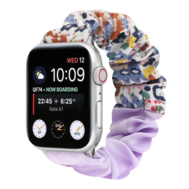 Butterfly Pattern Hair Ring Cloth Watch Band For Apple Watch Ultra 49mm&Watch Ultra 2 49mm / Series 9&8&7 45mm / SE 3&SE 2&6&SE&5&4 44mm / 3&2&1 42mm(R)
