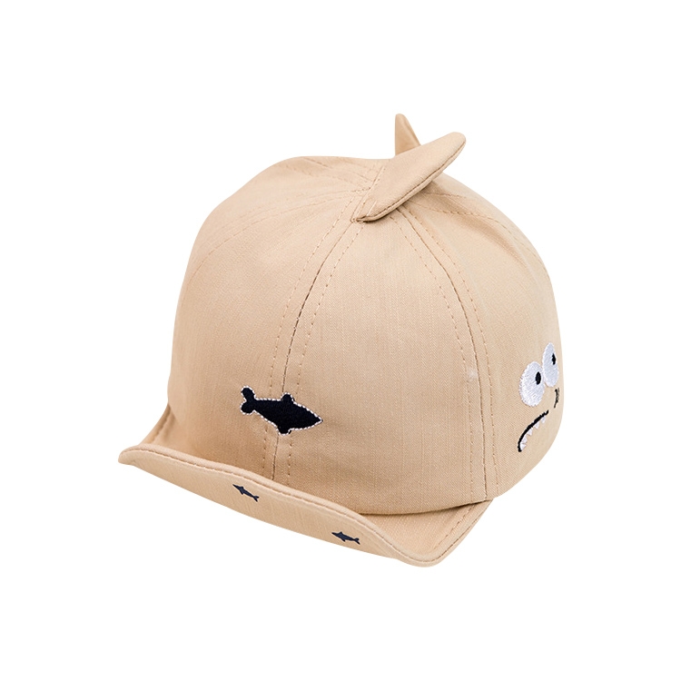 C0363 Cartoon Shark Pattern Baby Peaked Cap Cotton Hat, Size: 46cm Adjustable(Beige)
