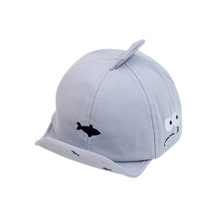 C0363 Cartoon Shark Pattern Baby Peaked Cap Cotton Hat, Size: 46cm Adjustable(Blue)