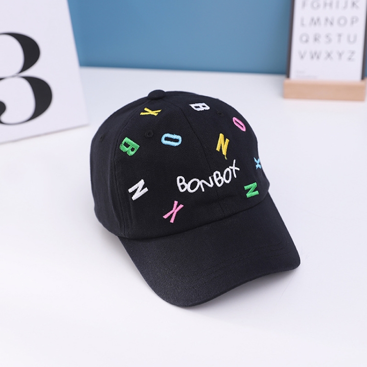C0538 Color Embroidery Letters Children Baseball Cap Peaked Cap, Size: 50cm Adjustable(Black)