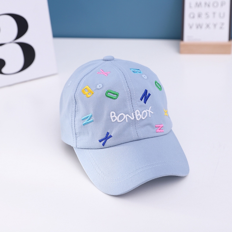 C0538 Color Embroidery Letters Children Baseball Cap Peaked Cap, Size: 50cm Adjustable(Light Blue)