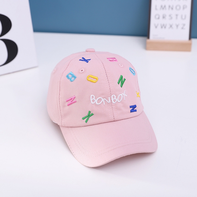 C0538 Color Embroidery Letters Children Baseball Cap Peaked Cap, Size: 50cm Adjustable(Pink)