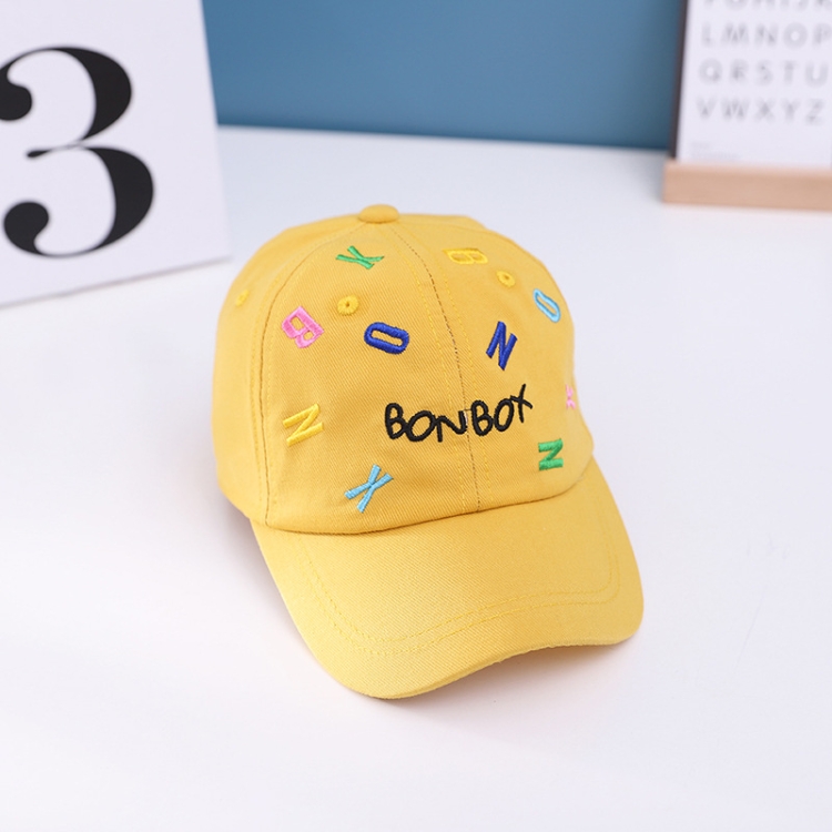 C0538 Color Embroidery Letters Children Baseball Cap Peaked Cap, Size: 50cm Adjustable(Yellow)
