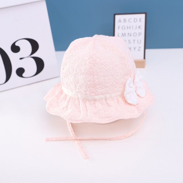 C0552 Bowknot Dot Baby Pot Hat Cotton Hat Fisherman Hat, Size: Around 48cm(Snow Bud Color)