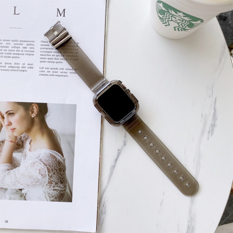 Candy Color Transparent TPU Watch Band For Apple Watch Series 3 & 2 & 1 42mm(Brown)