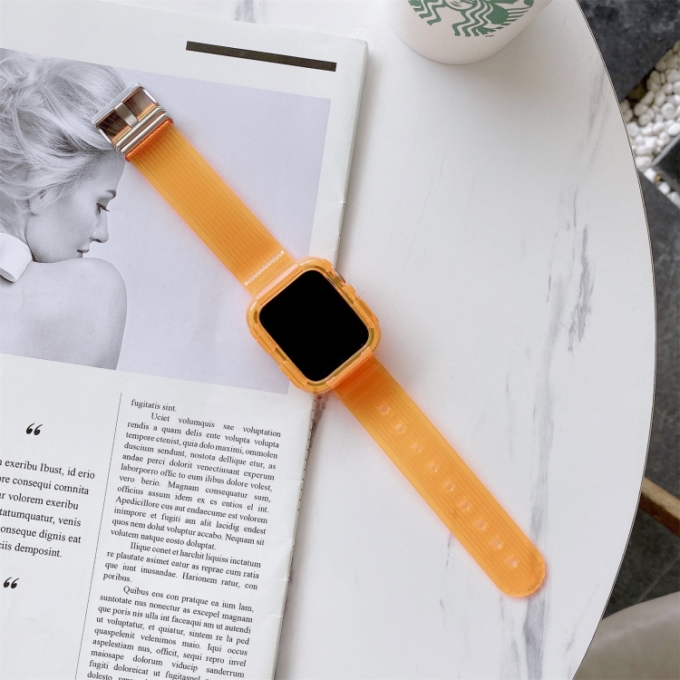 Candy Color Transparent TPU Watch Band For Apple Watch Series 3 & 2 & 1 42mm(Orange)