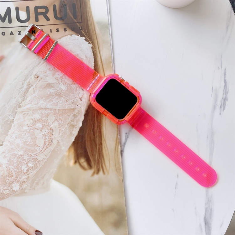 Candy Color Transparent TPU Watch Band For Apple Watch Series 3 & 2 & 1 42mm(Rose Red)