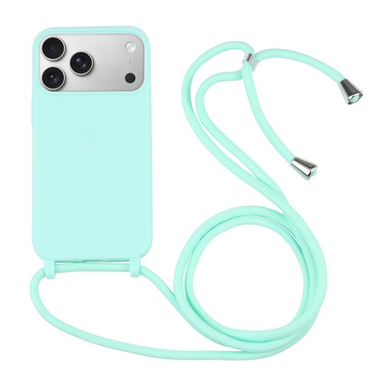 Candy Colors TPU Protective Phone Case with Lanyard For iPhone 17 Pro Max(Mint Green)