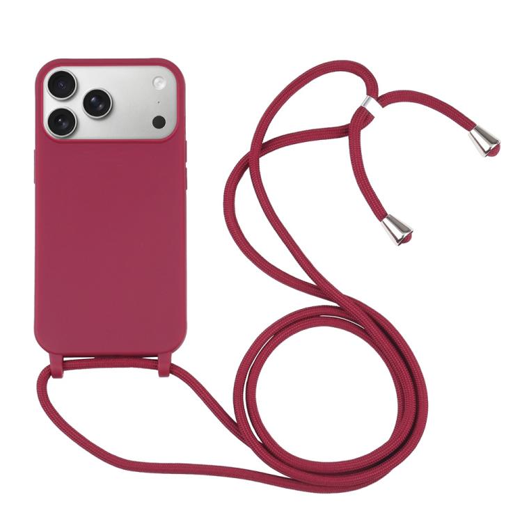 Candy Colors TPU Protective Phone Case with Lanyard For iPhone 17 Pro Max(Red)