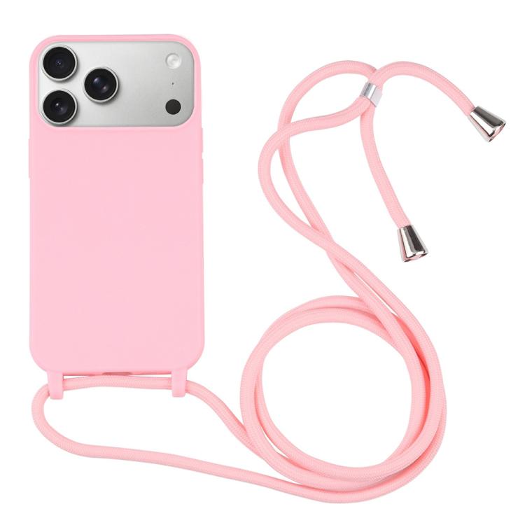 Candy Colors TPU Protective Phone Case with Lanyard For iPhone 17 Pro(Pink)