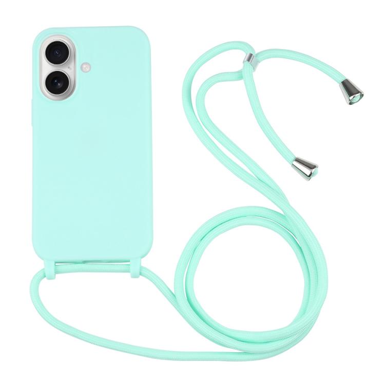 Candy Colors TPU Protective Phone Case with Lanyard For iPhone 17(Mint Green)