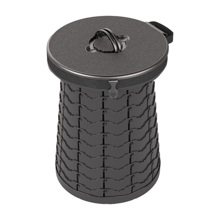 Car Outdoor Multifunctional Retractable Thickened Folding Stool Portable Toilet(Black)