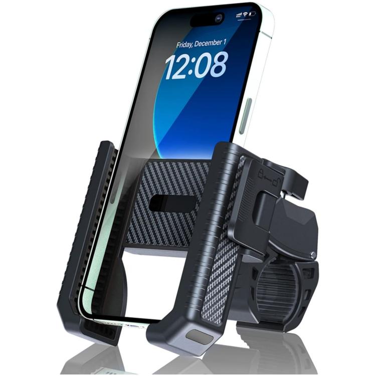 Carbon Fiber Texture Bicycle Non-slip Scooter Phone Holder (Black)