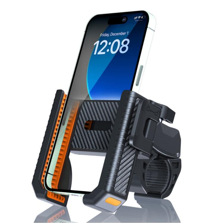Carbon Fiber Texture Bicycle Non-slip Scooter Phone Holder (Orange)