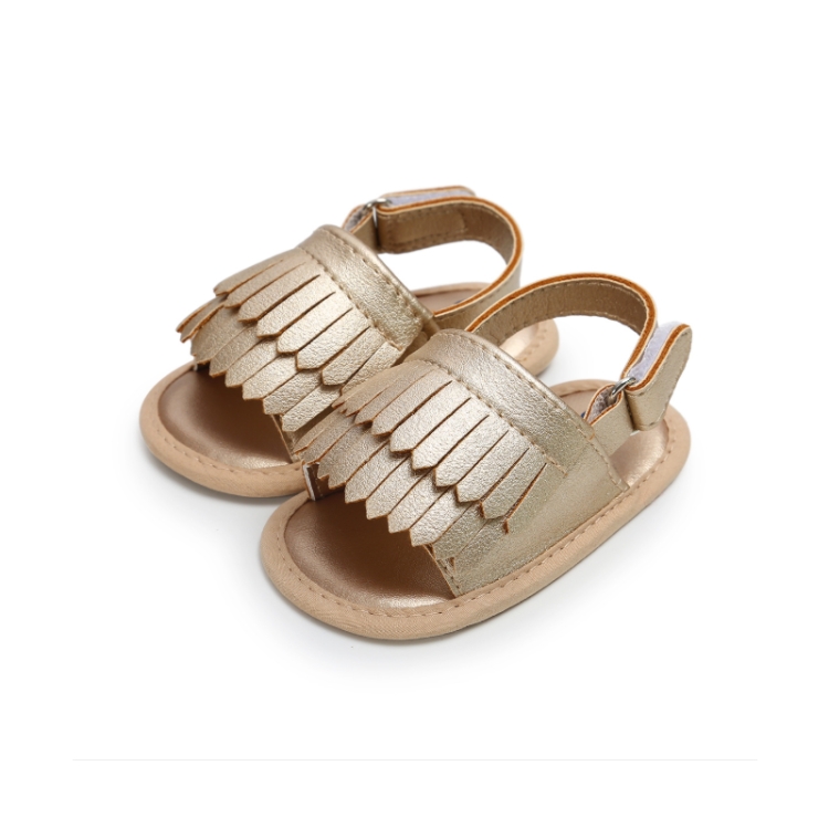 Casual Fashion PU Fringed Baby Sandals, Size:11cm/76g(Golden Cloth Bottom)