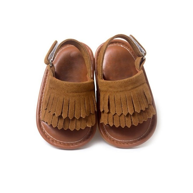 Casual Fashion PU Fringed Baby Sandals, Size:11cm/76g(Matte Dark Brown)