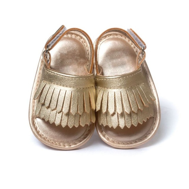 Casual Fashion PU Fringed Baby Sandals, Size:13cm/93g(Golden Cloth Bottom)