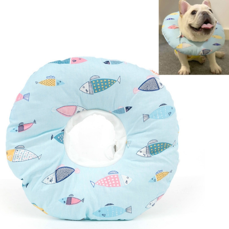 Cat Anti-Lick And Anti-Bite Soft Ring Dog Collar Pet Supplies, Size:L(Light Blue Fish)