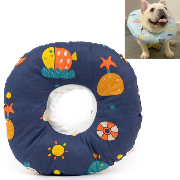 Cat Anti-Lick And Anti-Bite Soft Ring Dog Collar Pet Supplies, Size:M(Deep Blue Underwater World)
