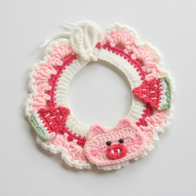 Cats Dog Cute Knitted Collar Woolen Collar Handmade Scarf For Photo Decoration, Style: Watermelon Pig(L)